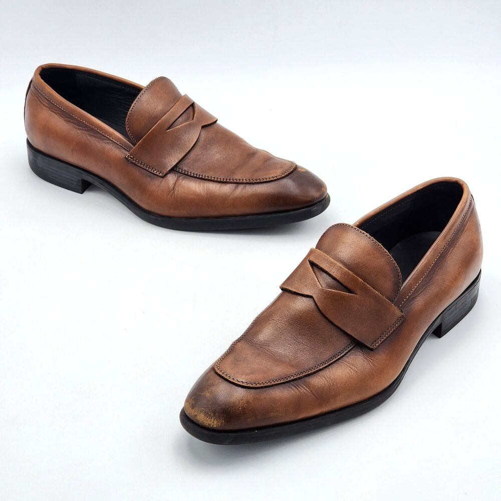 Nordstrom Finley Leather Slip On Penny Loafers Ortholite Brown Men's Size 11